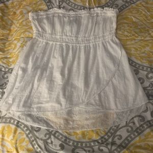 Rue 21 large white cotton summer top has tiered front with adjustable straps